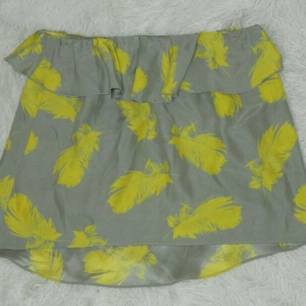 ‎Amanda Uprichard Tank Top Strapless Gray Yellow  L